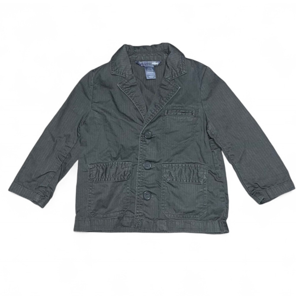 H&M Kids Dark Green Blazer Cotton Twill utility jacket 12-18 months